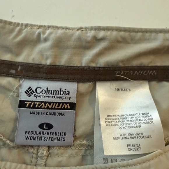 Columbia Titanium 100% Nylon Light Beige Convertible Pants Mens Large 36 x 30 - Picture 5 of 9